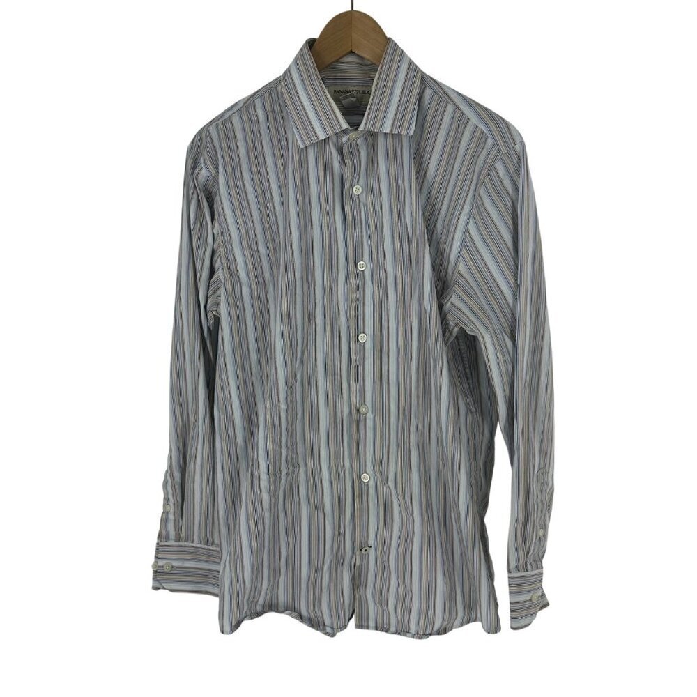 Banana Republic Outlet Mens Striped Button-Down Shirt Medium 15-15.5" - Picture 2 of 4